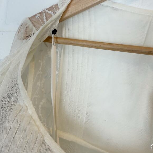 Free People Stevie Embroidered Maxi Dress Tea Flowy Ivory Sheer Floral Lined L - Picture 12 of 15